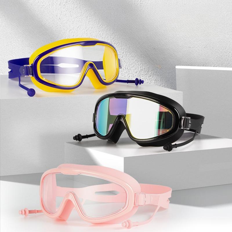 Водонепроницаемые и противотуманные силиконовые очки для плавания Hd, очки для плавания в большой оправе для взрослых 15*7 cm