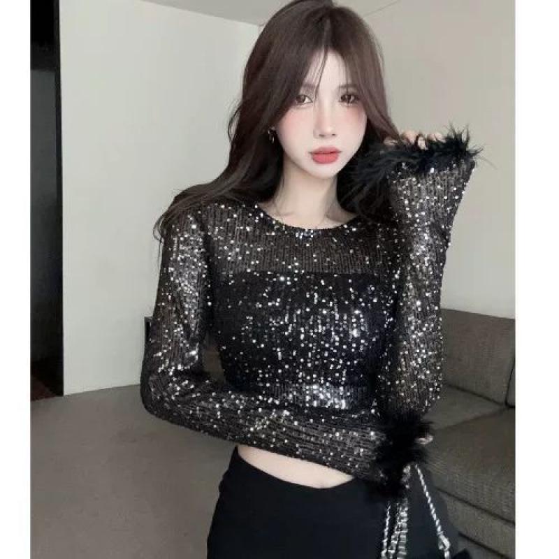 Women s Sexy Sequin Fur Patchwork Long Sleeve Cropped Top - Slim Fit for Autumn/Winter S (Recommended 75-98 lbs) чёрный
Women s Sexy Sequin Fur Patchwork Long Sleeve Cropped Top - Slim Fit for Autumn/Winter S (Recommended 75-98 lbs) чёрный