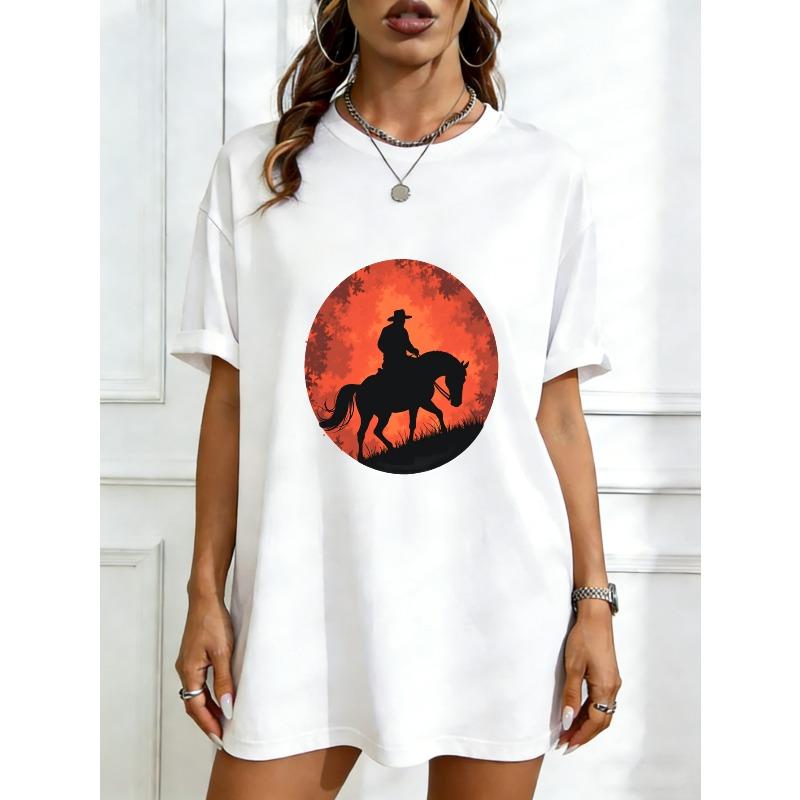 Oversized T Shirt Dress Black Cowboy Riding Horse Sunset Print Casual Streetwear For Women XXXXL білий
Oversized T Shirt Dress Black Cowboy Riding Horse Sunset Print Casual Streetwear For Women XXXXL білий