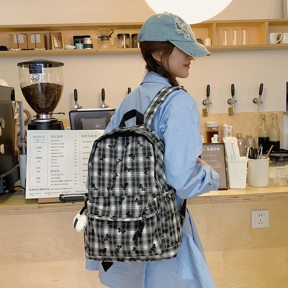 Large Capacity Student Rucksack Plaid Bowknot Backpack Portable Travel Backpack Women коричневий
Large Capacity Student Rucksack Plaid Bowknot Backpack Portable Travel Backpack Women коричневий