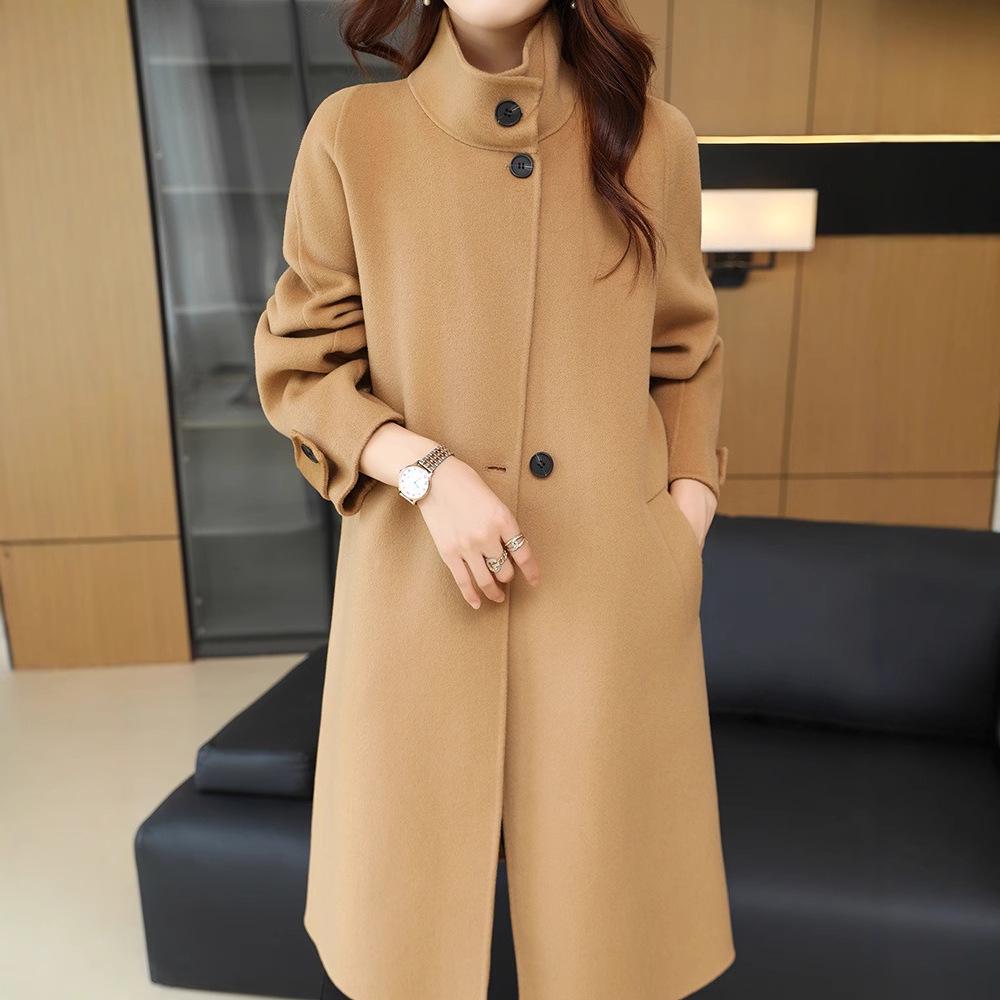 Elegant Extra Long Woolen Over-the-Knee Coat for Women with Stand-Up Collar L (135-150 jin)
Elegant Extra Long Woolen Over-the-Knee Coat for Women with Stand-Up Collar L (135-150 jin)