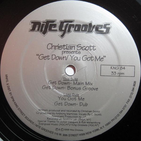 12-дюймовая пластинка CHRISTIAN SCOTT - Get Down / You Got Me KKNG84 Nite Grooves 1998 US Танцевальная и Электронная Б/У
12-дюймовая пластинка CHRISTIAN SCOTT - Get Down / You Got Me KKNG84 Nite Grooves 1998 US Танцевальная и Электронная Б/У