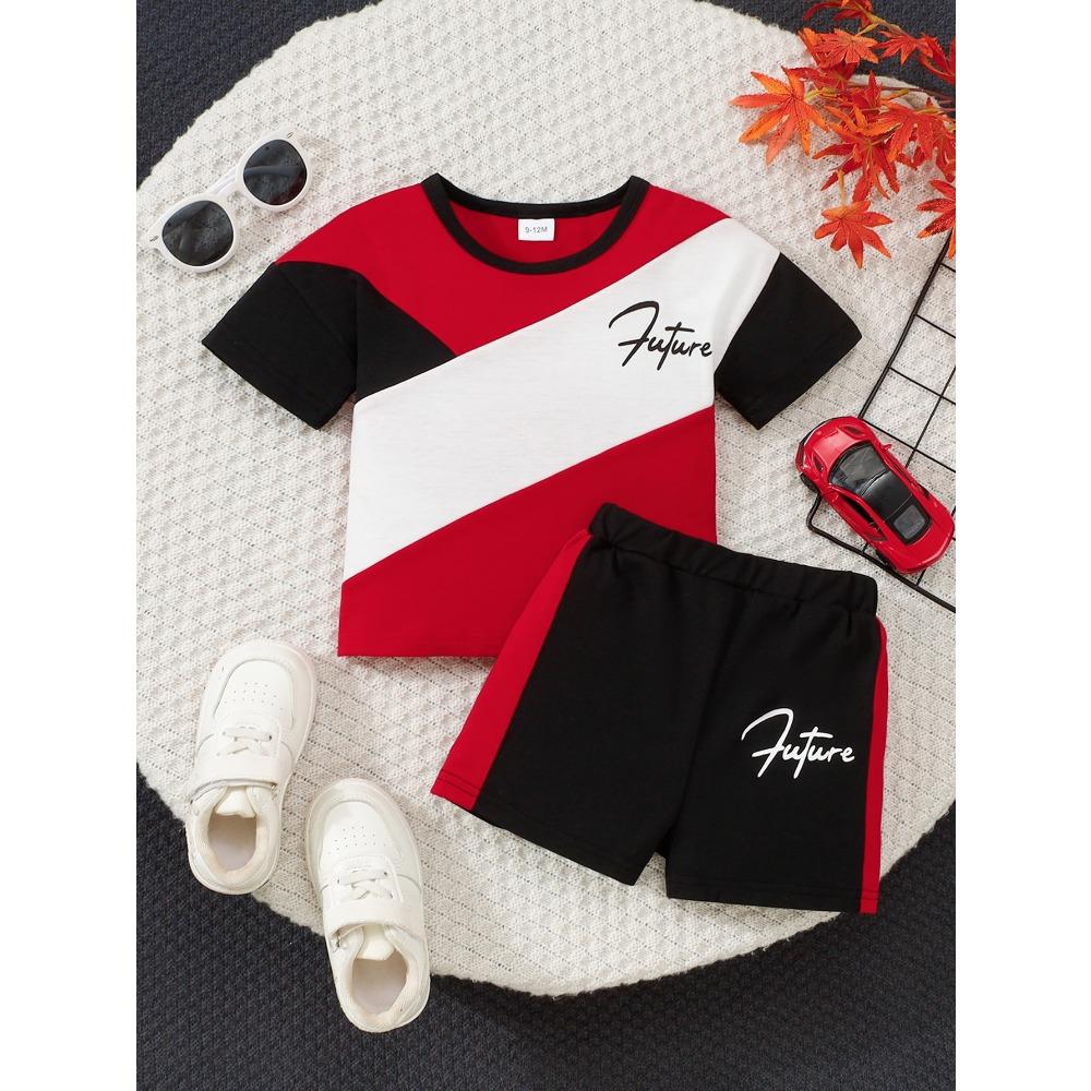 Summer Children s Red Black and White Block Future Printed Short Sleeve Set 150
Summer Children s Red Black and White Block Future Printed Short Sleeve Set 150
