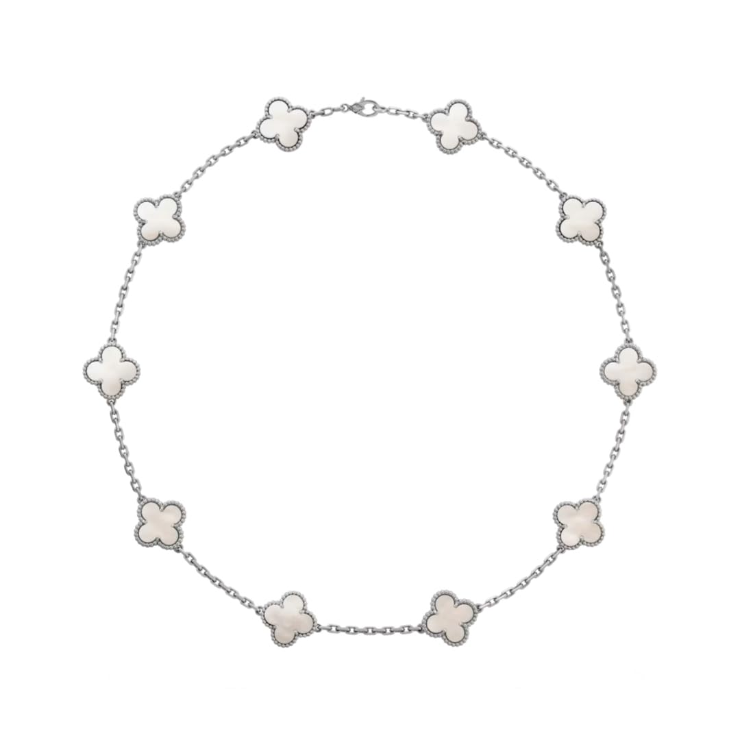 Clover 18K Yellow Gold with 10 x White Necklace, Mother-of-Pearl Strands, Women s (White Gold)
Clover 18K Yellow Gold with 10 x White Necklace, Mother-of-Pearl Strands, Women s (White Gold)