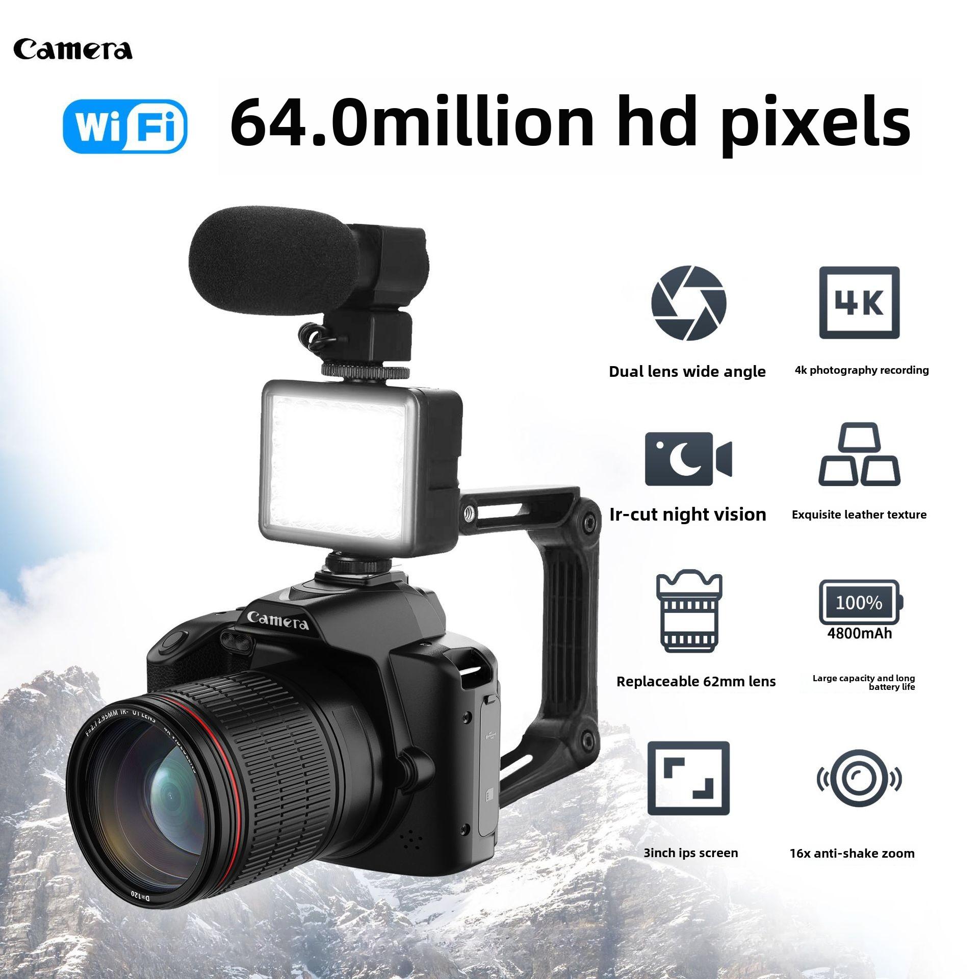 D5 High Definition Wifi SLR Camera 4K Dual Camera 64 Million Beauty Digital Photo Camera Night Vision Camera
D5 High Definition Wifi SLR Camera 4K Dual Camera 64 Million Beauty Digital Photo Camera Night Vision Camera