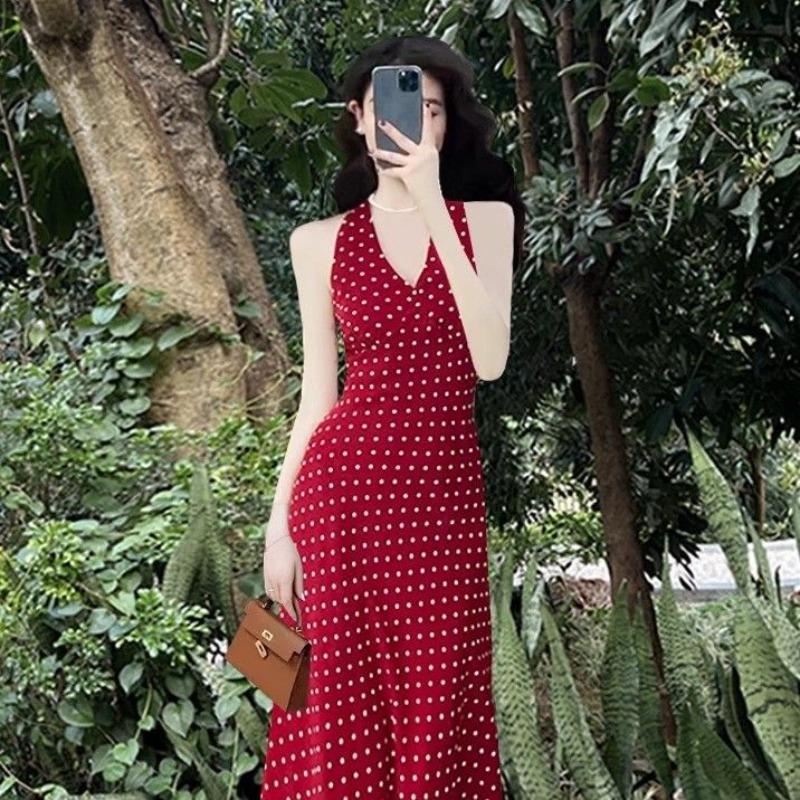 Red polka dot neck sling dress for women s summer travel, beautiful seaside vacation, beach long skirt for women XL червоний
Red polka dot neck sling dress for women s summer travel, beautiful seaside vacation, beach long skirt for women XL червоний
