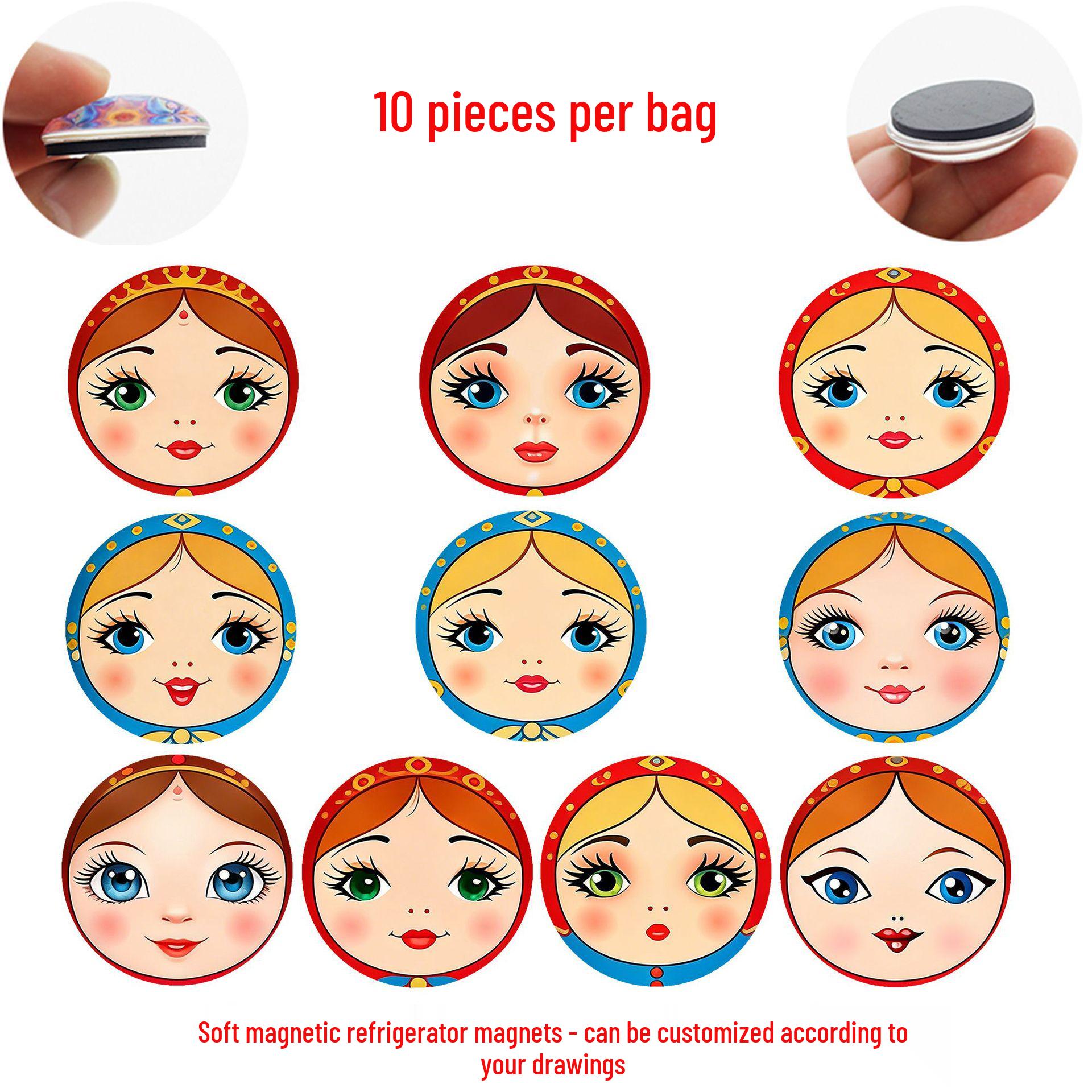Russian Matryoshka Crystal Glass Fridge Magnet Souvenir Set of 10 Refrigerator Magnets 25 mm (SMH450)
Russian Matryoshka Crystal Glass Fridge Magnet Souvenir Set of 10 Refrigerator Magnets 25 mm (SMH450)