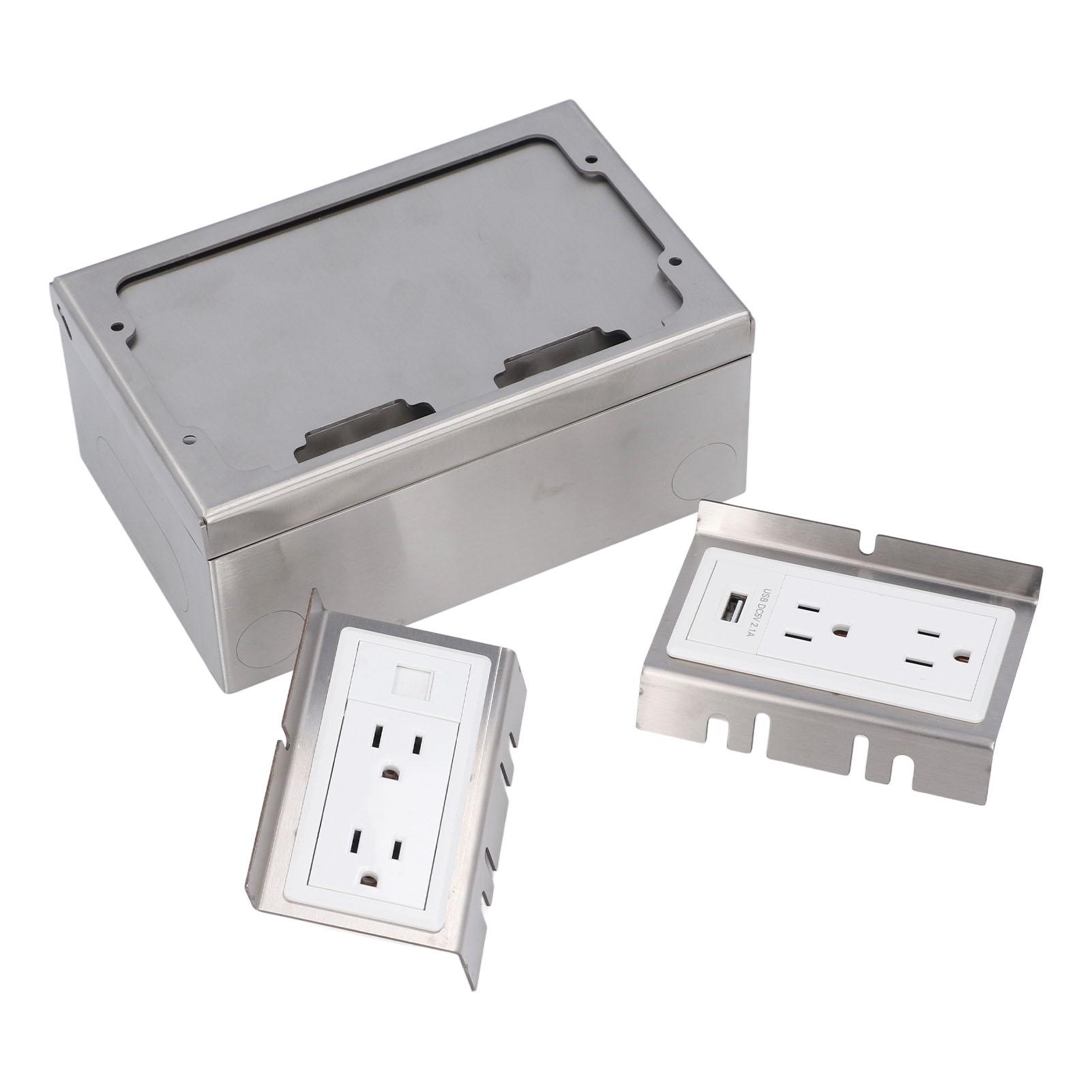 Embedded Power Strip Silver Color Stainless Steel Flat 4 3Prong Hole Computer and USB Port Recessed
Embedded Power Strip Silver Color Stainless Steel Flat 4 3Prong Hole Computer and USB Port Recessed