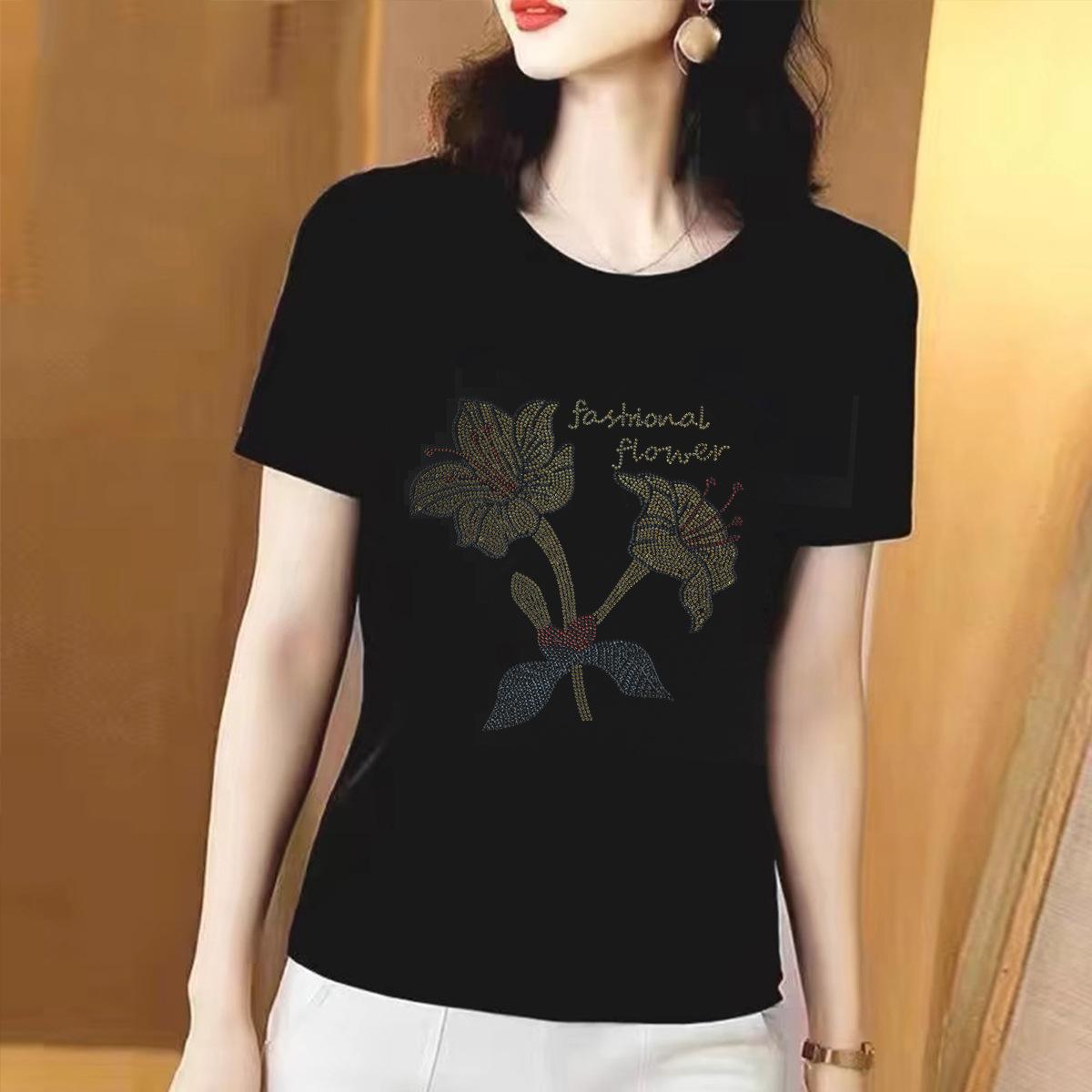 2025 summer new round neck hot diamond flower fashion shirt women s short-sleeved t-shirt fashionable 4XL
2025 summer new round neck hot diamond flower fashion shirt women s short-sleeved t-shirt fashionable 4XL