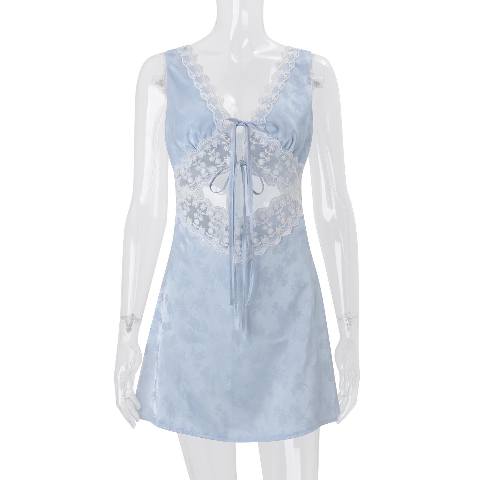 European and American women s clothing spring new sweet temperament pure desire celebrity style lace splicing perspective suspender dress L синій
European and American women s clothing spring new sweet temperament pure desire celebrity style lace splicing perspective suspender dress L синій