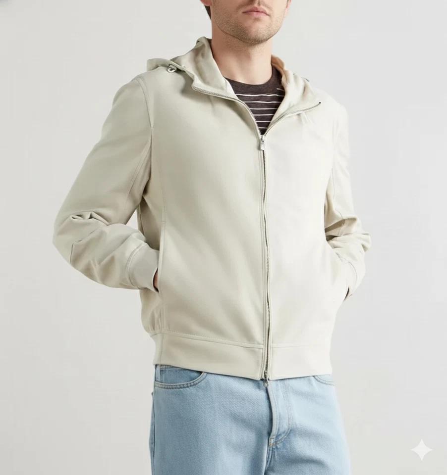 Handmade White Bomber Suede Men s Hooded Leather Genuine Soft Stylish Lambskin Jacket 3XL білий
Handmade White Bomber Suede Men s Hooded Leather Genuine Soft Stylish Lambskin Jacket 3XL білий