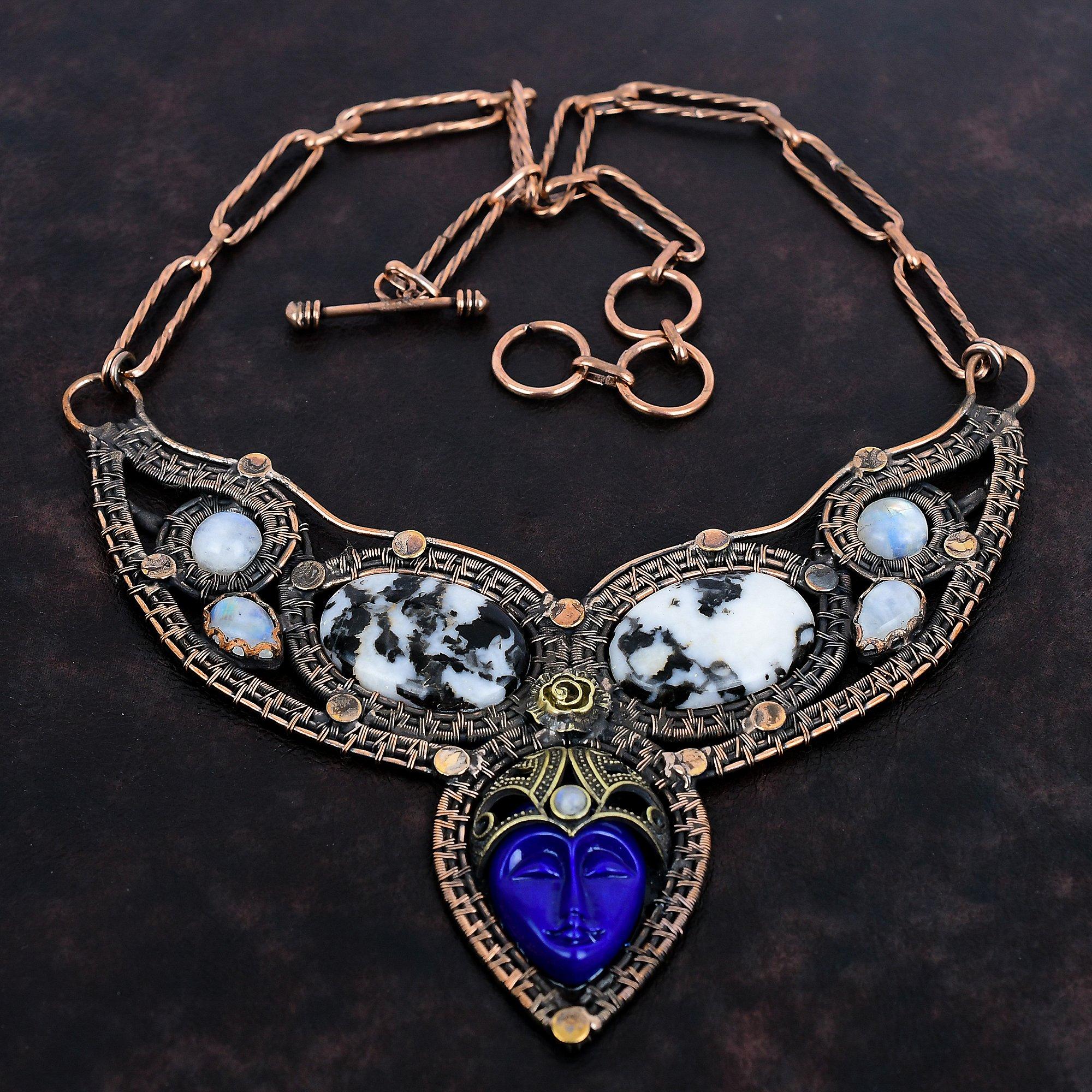 Blue Carved Bone Face Necklace Copper Wire Wrapped Gemstone Jewelry Adjustable Chain Necklace White Buffalo Turquoise And Moonstone Necklace Adjustable
Blue Carved Bone Face Necklace Copper Wire Wrapped Gemstone Jewelry Adjustable Chain Necklace White Buffalo Turquoise And Moonstone Necklace Adjustable