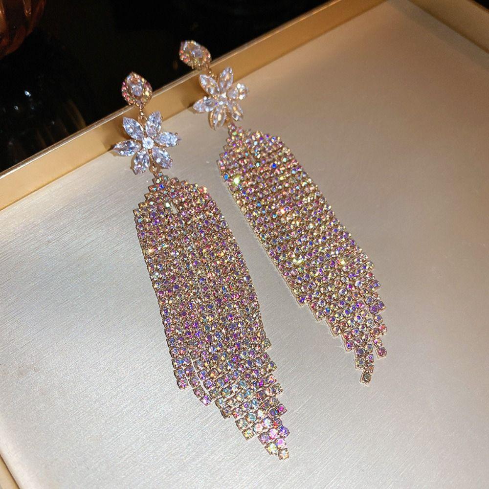 Temperament Flowers Long Tassel Earrings Inlaid Rhinestone Drop Earrings Jewelry Gifts Style 1
Temperament Flowers Long Tassel Earrings Inlaid Rhinestone Drop Earrings Jewelry Gifts Style 1