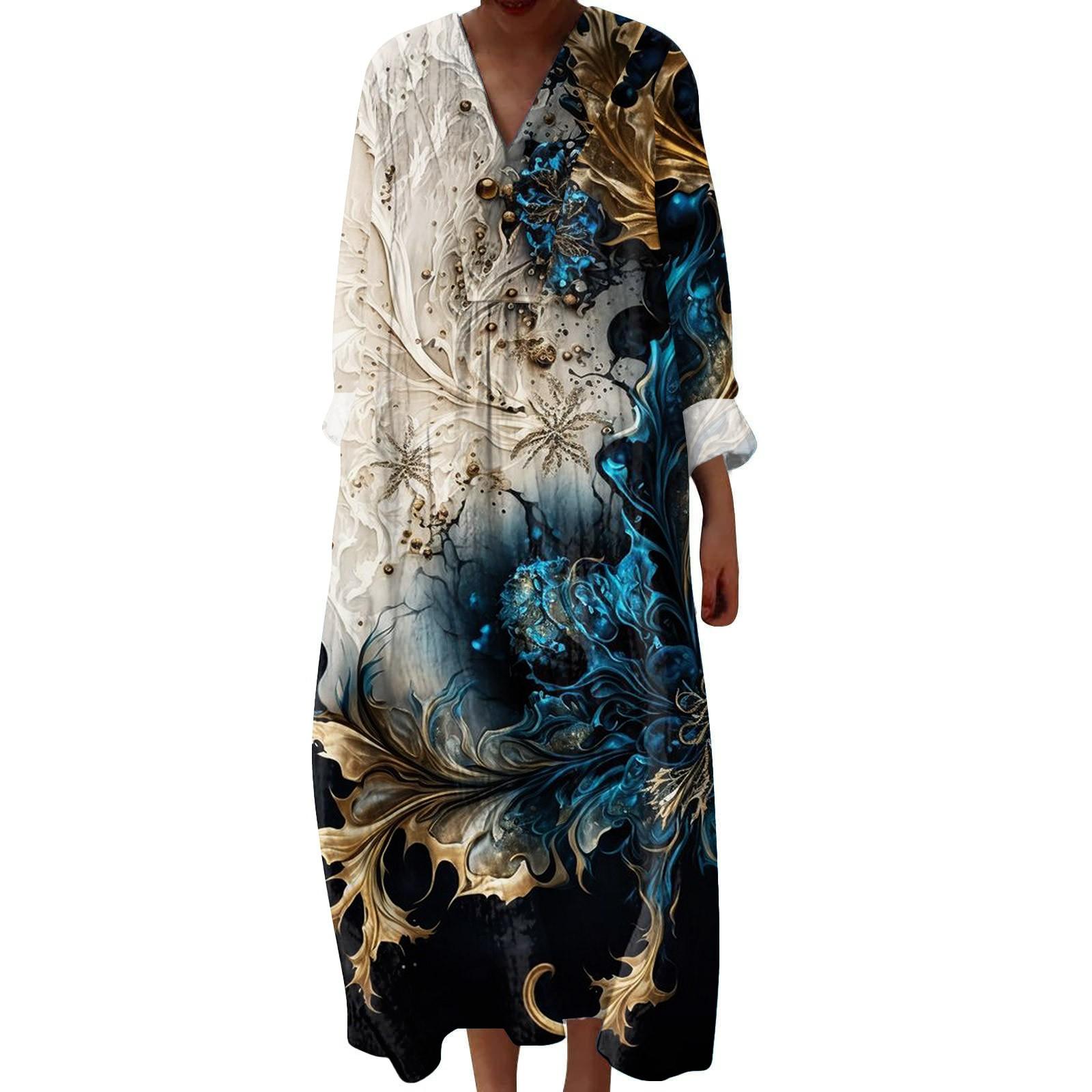 Женское повседневное и модное платье с V-образным вырезом и принтом, с длинным рукавом XL
Женское повседневное и модное платье с V-образным вырезом и принтом, с длинным рукавом XL