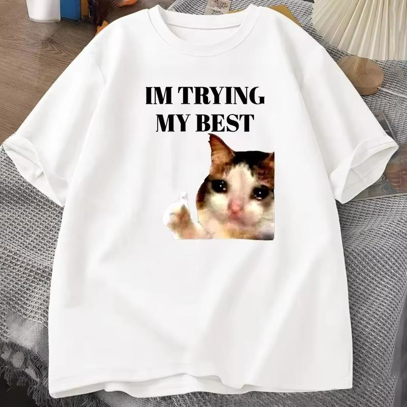 Cat Thumbs Up Crying I m Trying My Best Funny Tee Casual Short Sleeve T-Shirt Streetwear Harajuku Women Clothes Tops S
Cat Thumbs Up Crying I m Trying My Best Funny Tee Casual Short Sleeve T-Shirt Streetwear Harajuku Women Clothes Tops S