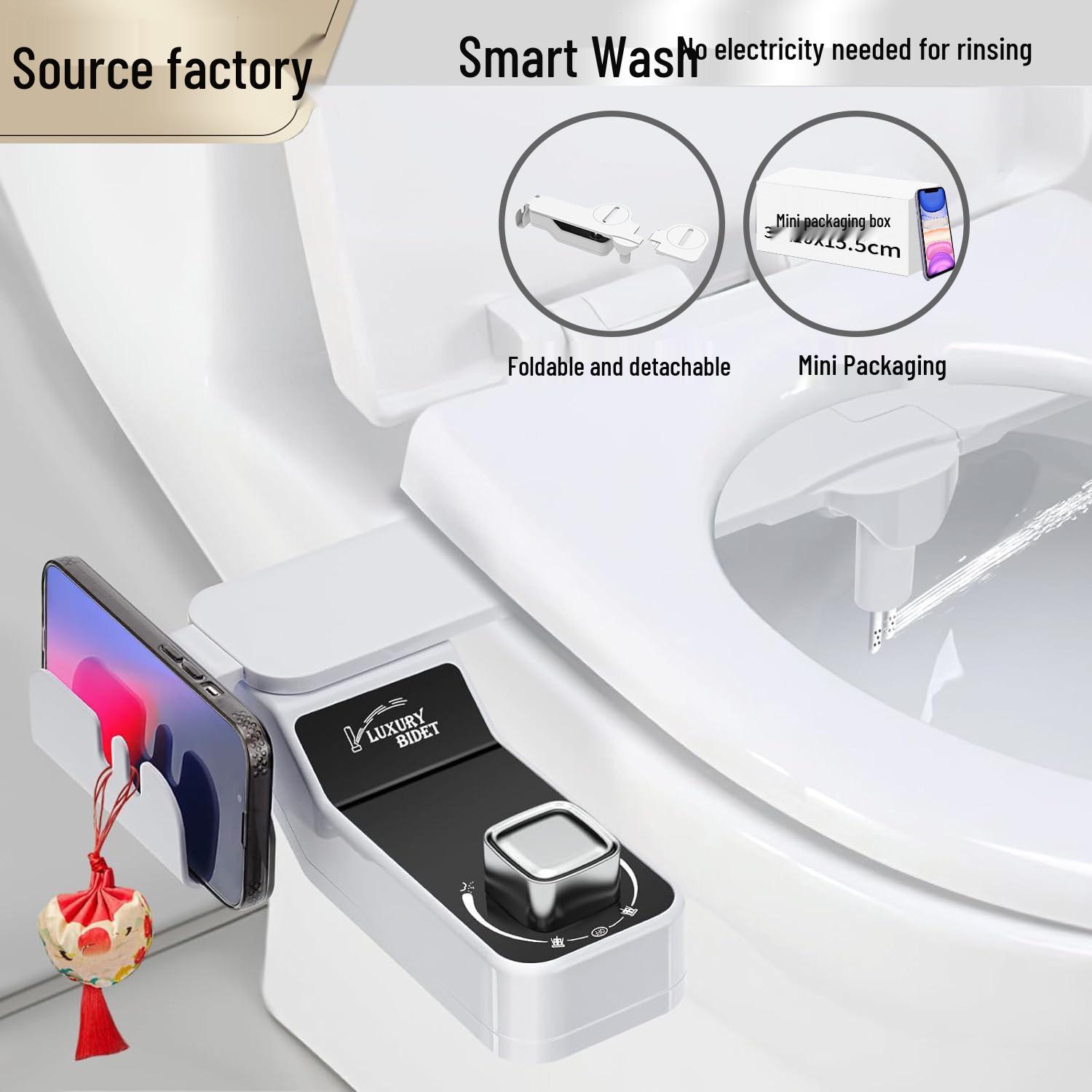Non-electric Dual-Nozzle Bidet with Phone Holder for Feminine Wash – Slim Smart Toilet Seat With Accessories: North America 15/16
Non-electric Dual-Nozzle Bidet with Phone Holder for Feminine Wash – Slim Smart Toilet Seat With Accessories: North America 15/16