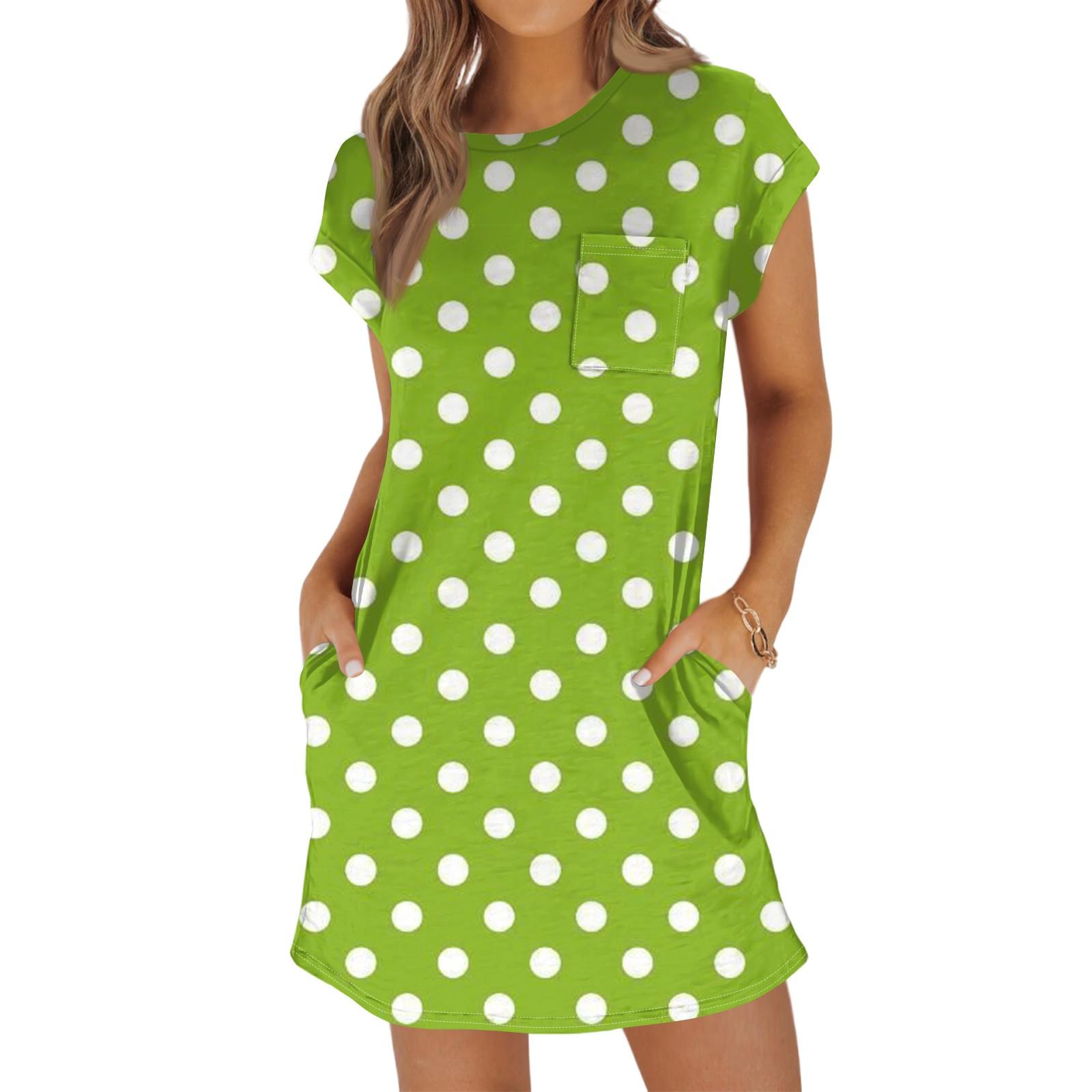 Женское модное повседневное летнее платье с принтом в горошек, коротким рукавом, круглым вырезом и карманами XL
Женское модное повседневное летнее платье с принтом в горошек, коротким рукавом, круглым вырезом и карманами XL