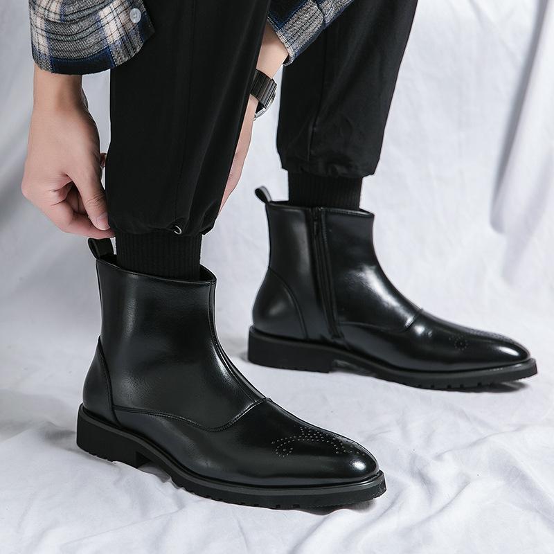 Men s shoes 46 large size spring new leather boots fashionable British style high-top shoes trendy retro Chelsea boots 38
Men s shoes 46 large size spring new leather boots fashionable British style high-top shoes trendy retro Chelsea boots 38