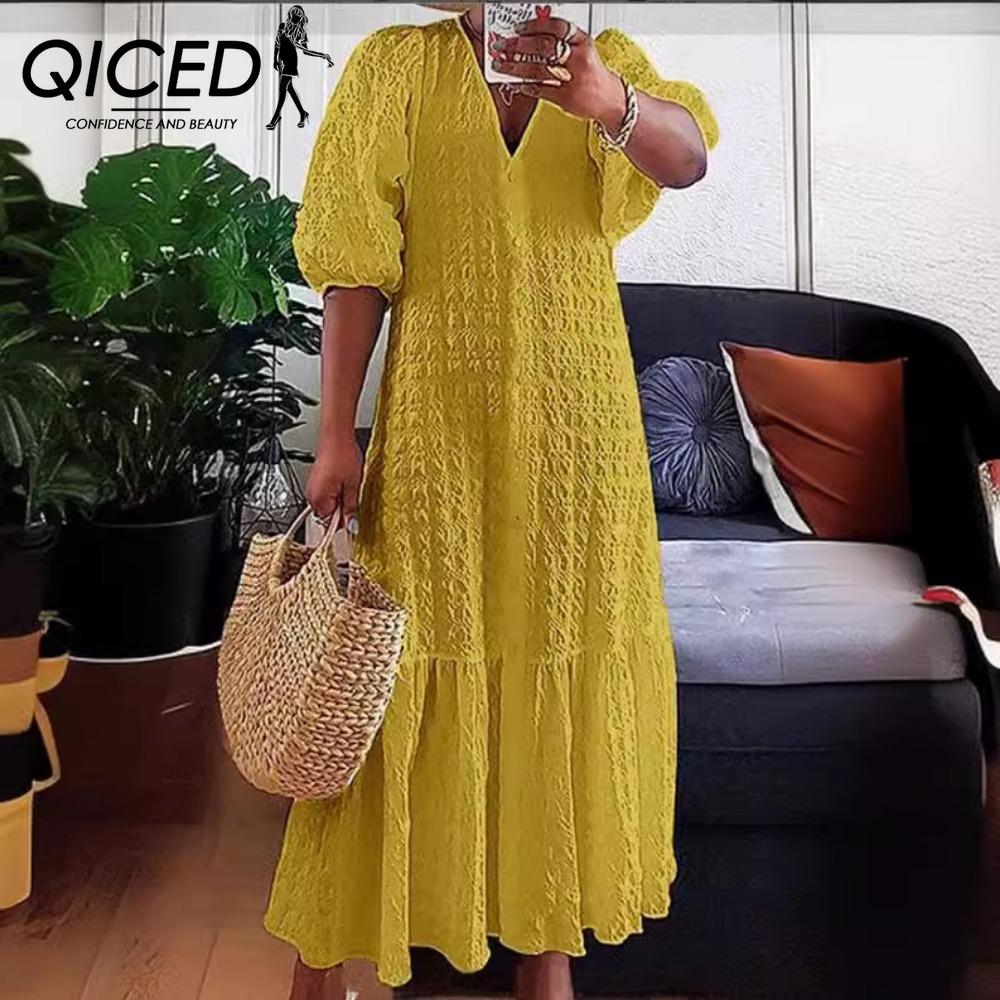 QICED Летняя женская туника для вечеринки с оборками, V-образным вырезом и пуговицами, тонкий пуф-рукав, повседневное свободное длинное платье-рубашка большого размера XXXXXL жёлтый
QICED Летняя женская туника для вечеринки с оборками, V-образным вырезом и пуговицами, тонкий пуф-рукав, повседневное свободное длинное платье-рубашка большого размера XXXXXL жёлтый