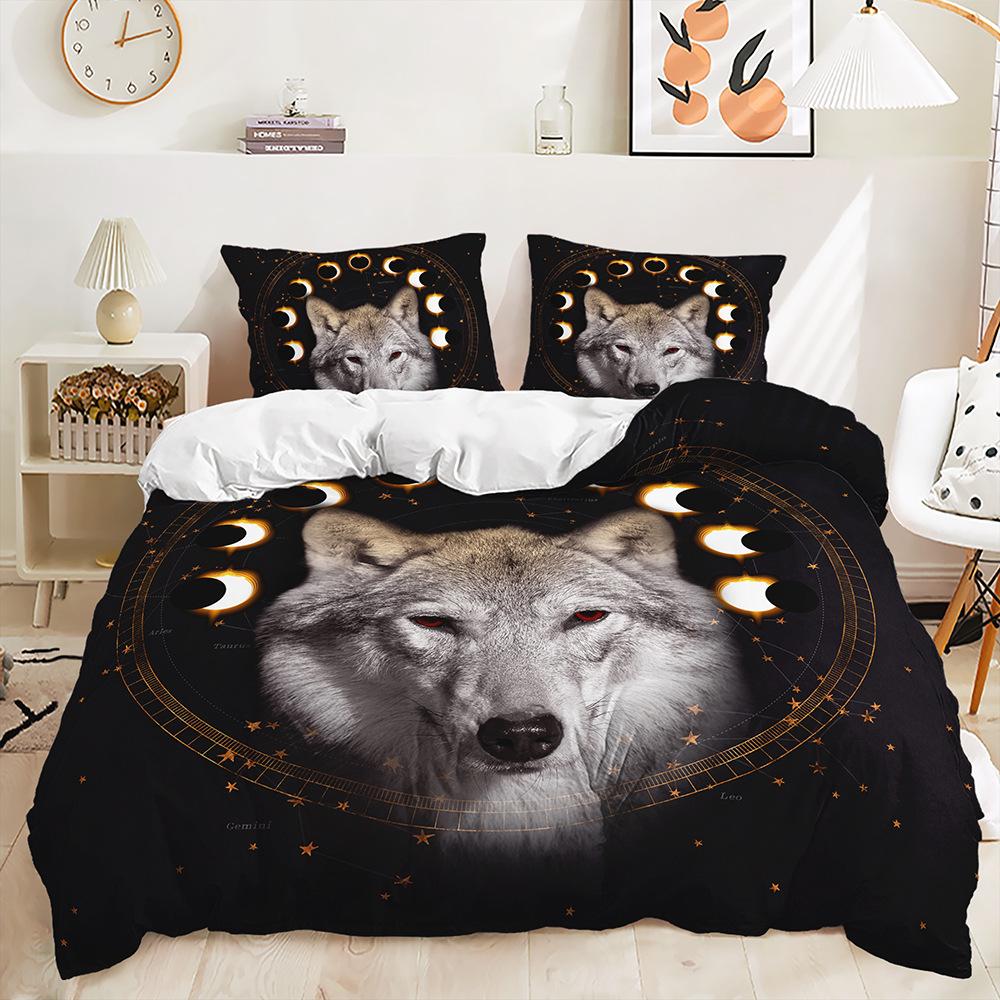 3D Цифровая печать Кровать Три предмета Животное Зверь Цветок Темный Ветер Комплект одеяла 135 * 200 (two-piece set) 90g