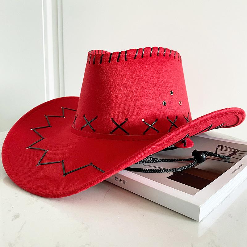 Suitable For All Seasons Western Cowboy Knight Hat Retro Suede With Windproof Rope Large Brimmed Sun Protection Hat червоний
Suitable For All Seasons Western Cowboy Knight Hat Retro Suede With Windproof Rope Large Brimmed Sun Protection Hat червоний