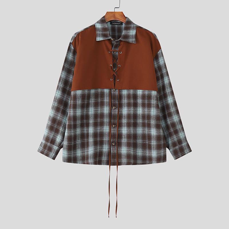 INCERUN Мужские рубашки оверсайз с отложным воротником, длинным рукавом, имитацией двух частей, клетчатые, повседневные, свободного кроя L коричневый
INCERUN Мужские рубашки оверсайз с отложным воротником, длинным рукавом, имитацией двух частей, клетчатые, повседневные, свободного кроя L коричневый