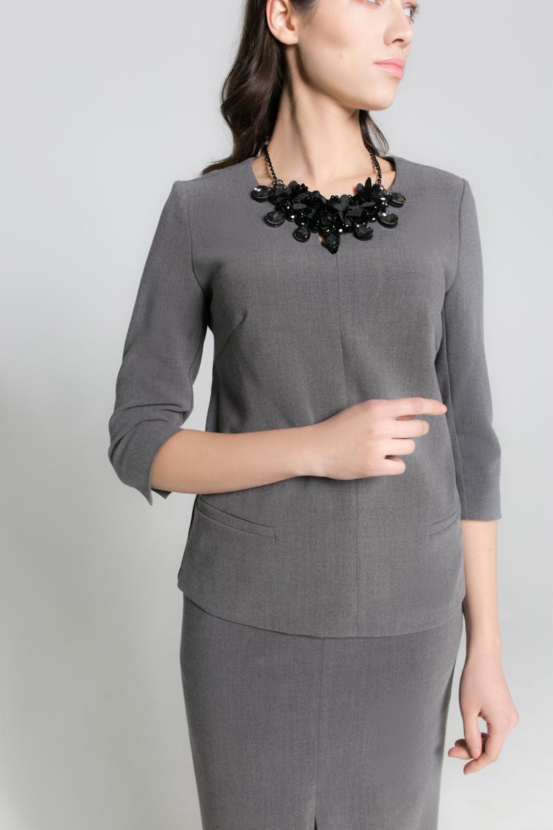 Пряма однотонна блуза рукав 3/4 36 сірий
Пряма однотонна блуза рукав 3/4 36 сірий