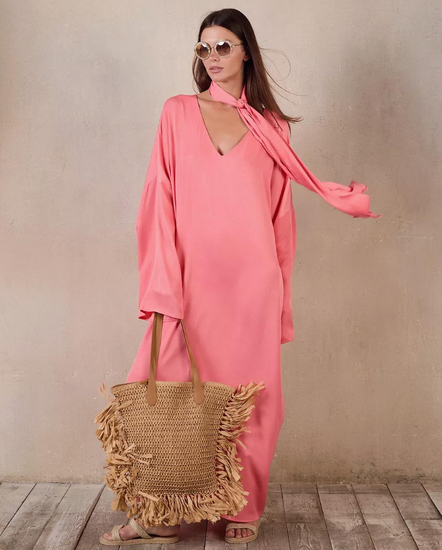 Satin V-Neck Casual Robe Dress - 2025 European & American Autumn Collection One Size
Satin V-Neck Casual Robe Dress - 2025 European & American Autumn Collection One Size