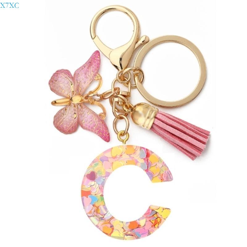 X7XC Tassels Butterfly Pendant Charm Keyring Colorful Heart Sequins Initial Letter Keychain for Backpack Handbag Car
X7XC Tassels Butterfly Pendant Charm Keyring Colorful Heart Sequins Initial Letter Keychain for Backpack Handbag Car