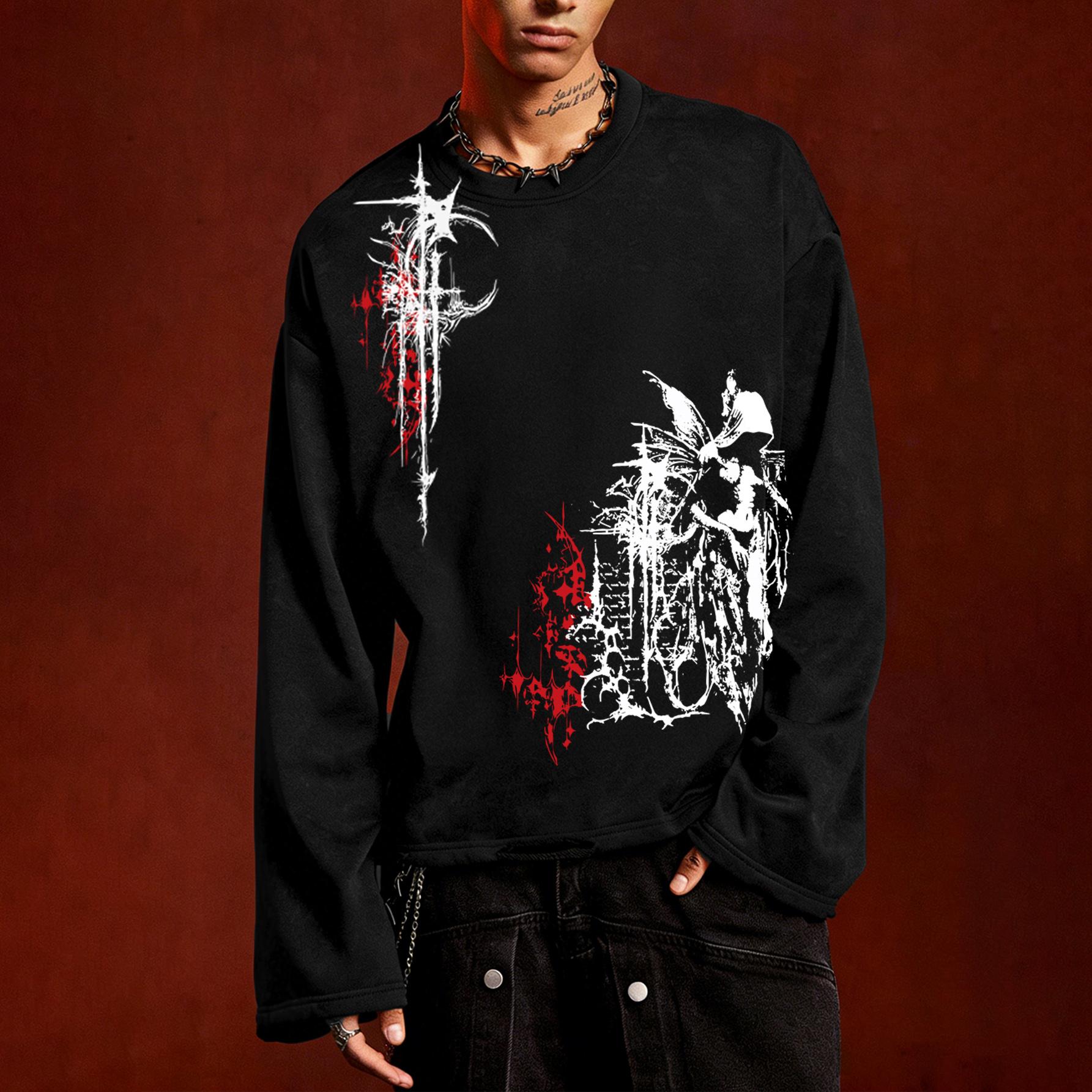 Dark High Street Red and Black Abstract Graffiti Print Round-Neck Long-Sleeve T-Shirt – Unisex Casual Cropped Top, Versatile for All Seasons L чёрный
Dark High Street Red and Black Abstract Graffiti Print Round-Neck Long-Sleeve T-Shirt – Unisex Casual Cropped Top, Versatile for All Seasons L чёрный