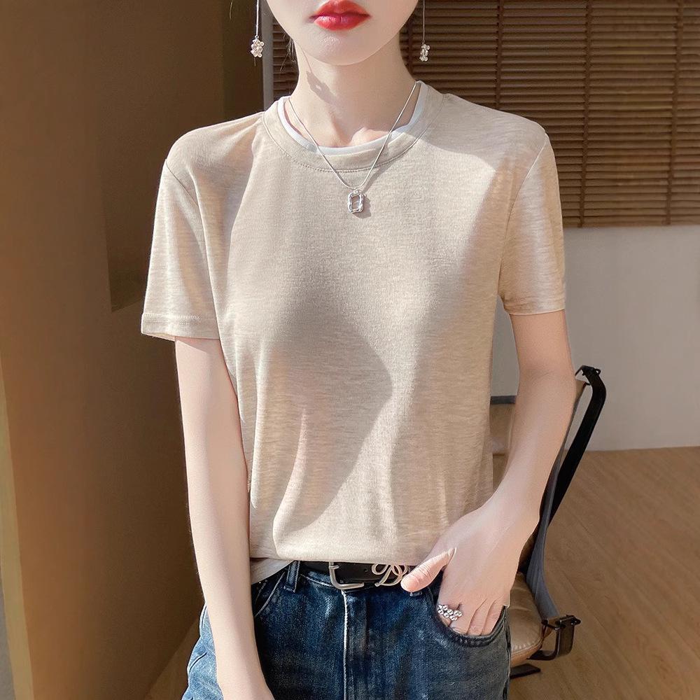 Summer Colorblock Round Neck Knitted Short Sleeve Women s Casual Top XL (120-135 lbs)
Summer Colorblock Round Neck Knitted Short Sleeve Women s Casual Top XL (120-135 lbs)