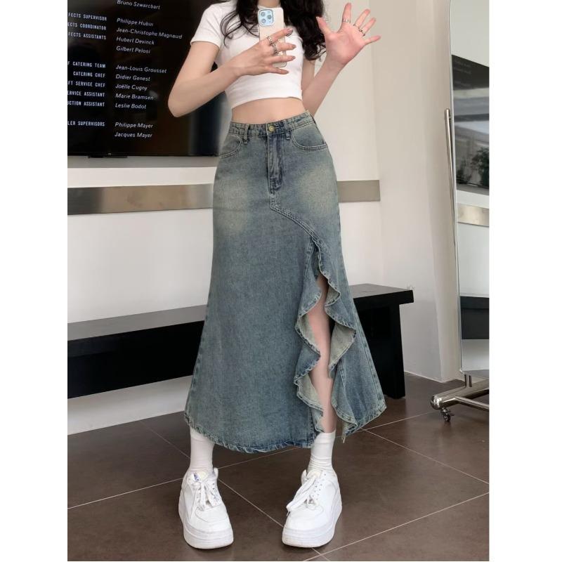 Plus Size High Waist A-Line Fishtail Denim Skirt - Versatile, Solid Color, Regular Fit Extra Small
Plus Size High Waist A-Line Fishtail Denim Skirt - Versatile, Solid Color, Regular Fit Extra Small