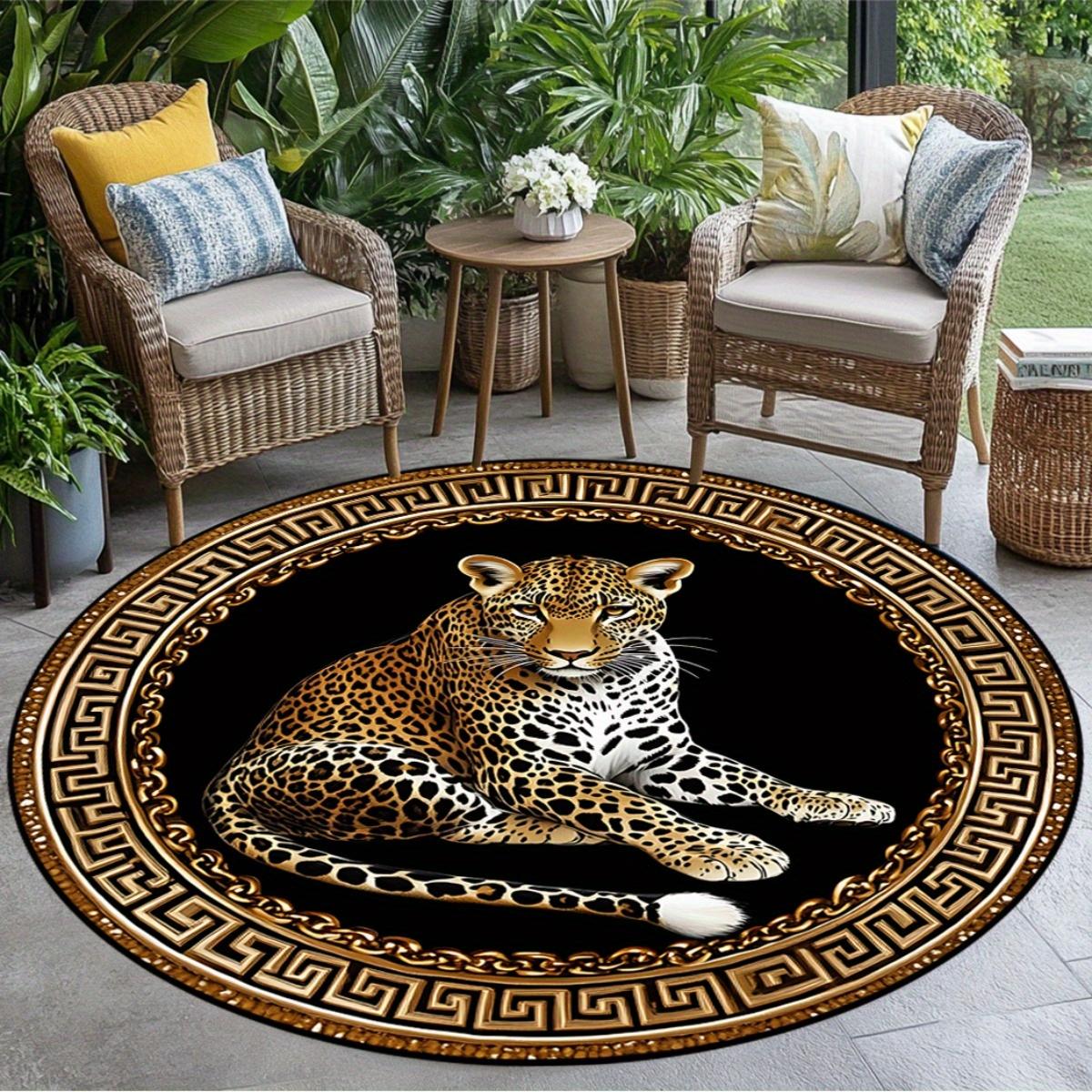 Luxury Leopard Round Area Rug Greek Key Gold Graphic Large Carpet For Living Room Bedroom Decor Non-slip Animal Floor Mat Rugs 80cm x 80cm
Luxury Leopard Round Area Rug Greek Key Gold Graphic Large Carpet For Living Room Bedroom Decor Non-slip Animal Floor Mat Rugs 80cm x 80cm