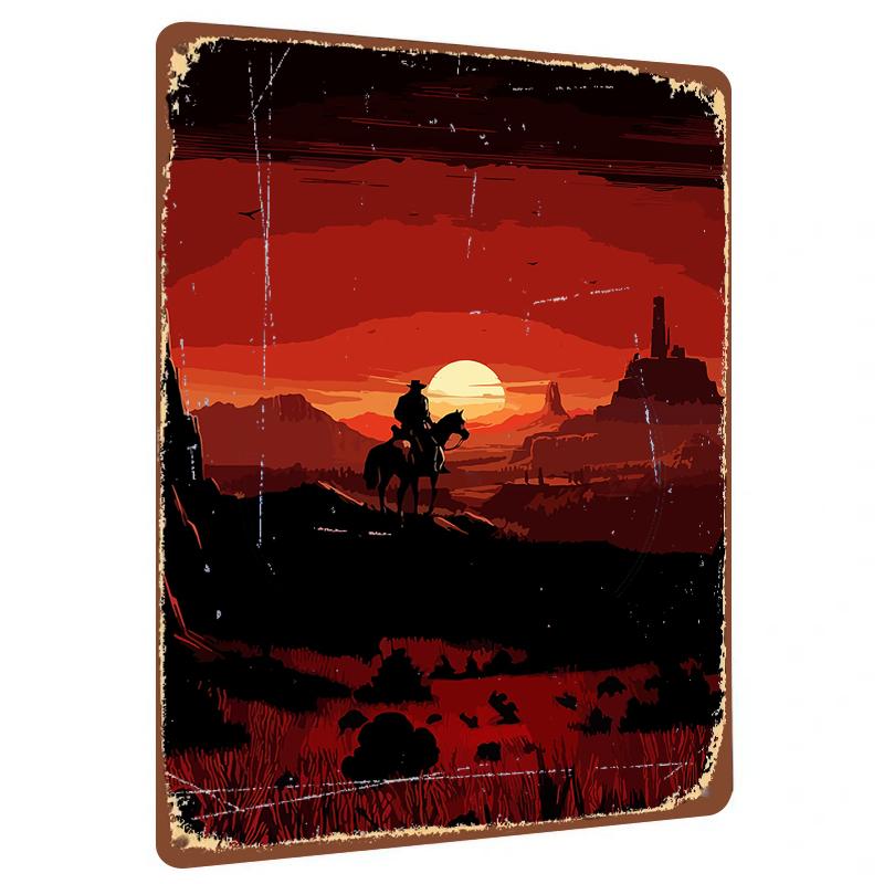 Western Cowboy Sunset Silhouette Metal Wall Art Vintage Home Decor for Living Room Study 20x30cm(7.8x11.8inch)
Western Cowboy Sunset Silhouette Metal Wall Art Vintage Home Decor for Living Room Study 20x30cm(7.8x11.8inch)