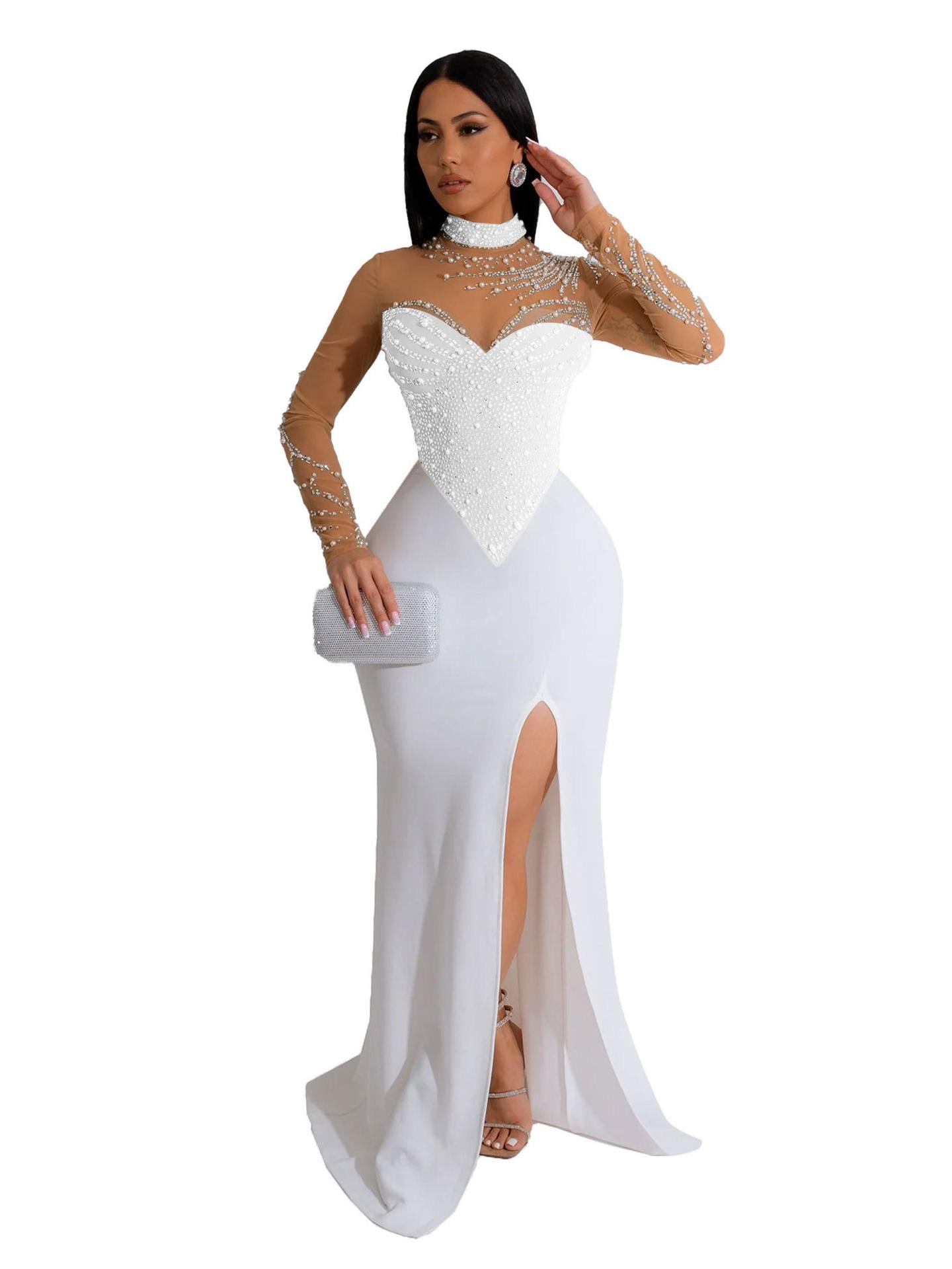 K2986 Women s See-Through Pearl Embellished Waist-Cinching Slit Dress XL білий
K2986 Women s See-Through Pearl Embellished Waist-Cinching Slit Dress XL білий