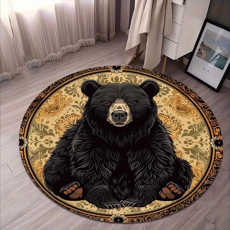 Majestic black bear pattern Flannel-printed round floor mats are slip-resistant Suitable for living room terrace garden carpets 60cm
Majestic black bear pattern Flannel-printed round floor mats are slip-resistant Suitable for living room terrace garden carpets 60cm