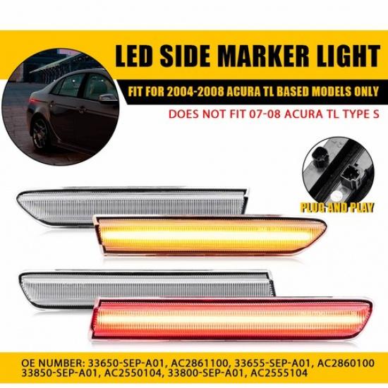 4x Clear Lens LED Side Marker Lights For 2004-08 Acura TL Front Rear Amber Red A
4x Clear Lens LED Side Marker Lights For 2004-08 Acura TL Front Rear Amber Red A