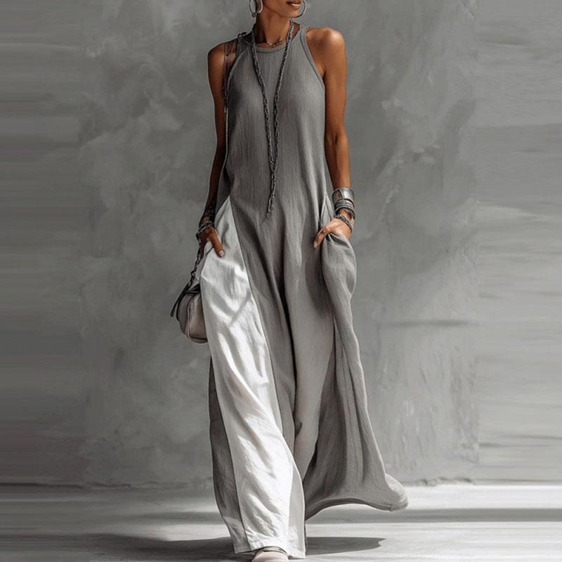 Casual Sleeveless Summer Boho Vacation Maxi Dress Woman Sexy O Neck Contrast Color Long Dress Spring Pocket A-Line Party Dresses XS сірий
Casual Sleeveless Summer Boho Vacation Maxi Dress Woman Sexy O Neck Contrast Color Long Dress Spring Pocket A-Line Party Dresses XS сірий