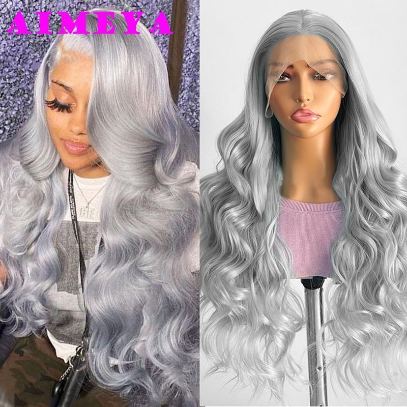 AIMEYA Light Blue Lace Wig Synthetic Long Body Wave Lace Front Wig Mint Green Heat Resistant Hair Lace Daily Use Cosplay Wig (Silver,24inches&Lace Front)
AIMEYA Light Blue Lace Wig Synthetic Long Body Wave Lace Front Wig Mint Green Heat Resistant Hair Lace Daily Use Cosplay Wig (Silver,24inches&Lace Front)