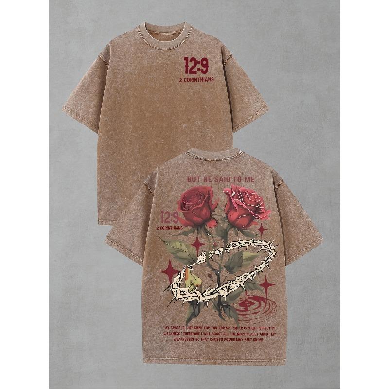 Washed-2 Corinthians 12:9 Roses And Thorns Washed T-Shirt, Vintage Street Style Double-Sided Printed Pattern T-Shirt, Men S T-Shirt 5XL
Washed-2 Corinthians 12:9 Roses And Thorns Washed T-Shirt, Vintage Street Style Double-Sided Printed Pattern T-Shirt, Men S T-Shirt 5XL