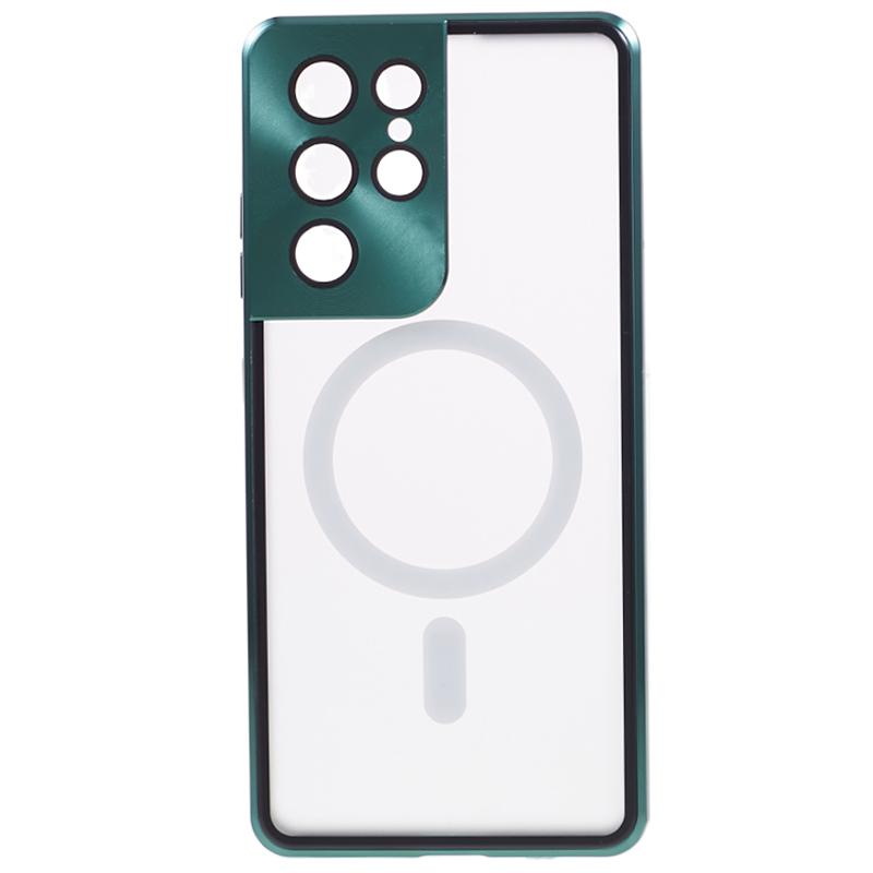 For Samsung Galaxy S21 Ultra 5G Magnetic Phone Case Metal Frame Tempered Glass+Matte PC Phone Cover Green
For Samsung Galaxy S21 Ultra 5G Magnetic Phone Case Metal Frame Tempered Glass+Matte PC Phone Cover Green