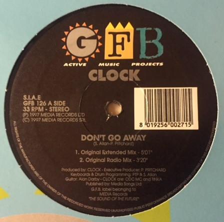 12inch Record CLOCK - Don t Go Away GFB126 GFB Records 1997 Italy Dance & Electronica Used
12inch Record CLOCK - Don t Go Away GFB126 GFB Records 1997 Italy Dance & Electronica Used