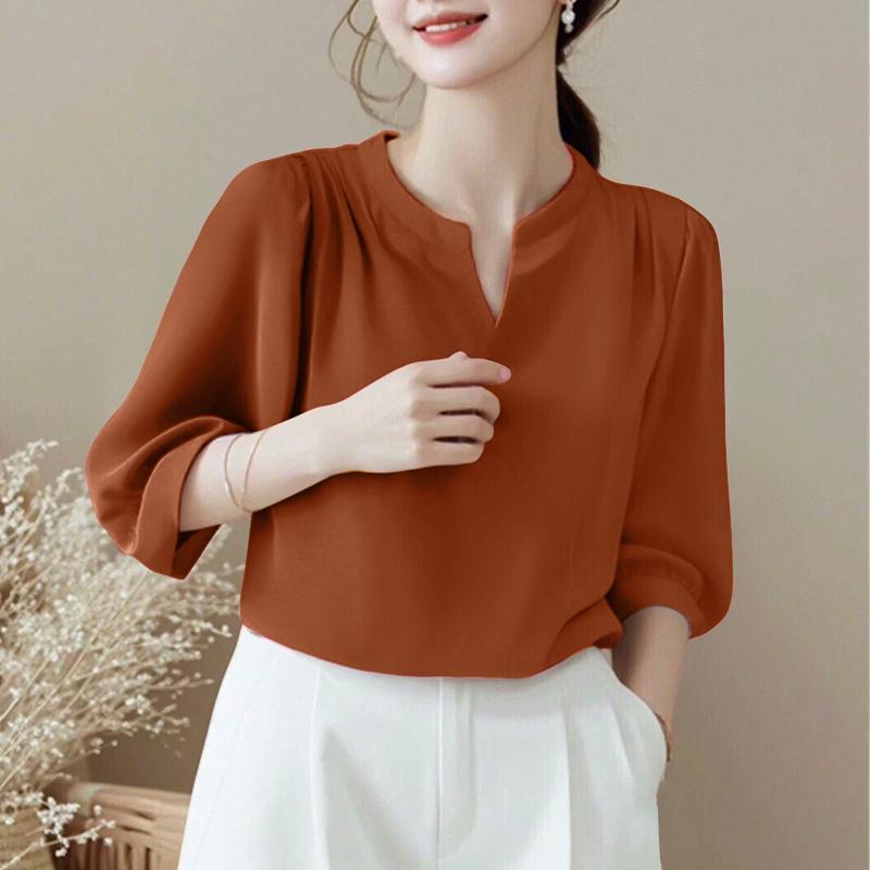 ZANZEA Женская повседневная блузка с V-образным вырезом, свободного кроя, с рукавами 3/4, летняя 3XL ржавый
ZANZEA Женская повседневная блузка с V-образным вырезом, свободного кроя, с рукавами 3/4, летняя 3XL ржавый