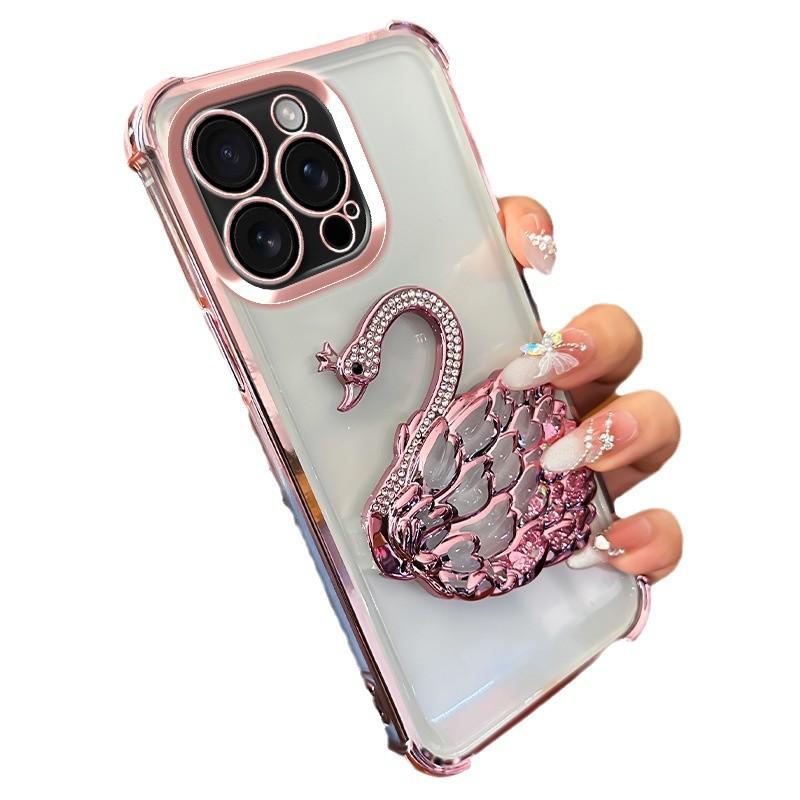 Suitable for IPhone16, Diamond-encrusted Swan Stand, Apple 15, Electroplated Four-corner Airbags, Anti-drop 14proMax iPhone7P/8P
Suitable for IPhone16, Diamond-encrusted Swan Stand, Apple 15, Electroplated Four-corner Airbags, Anti-drop 14proMax iPhone7P/8P