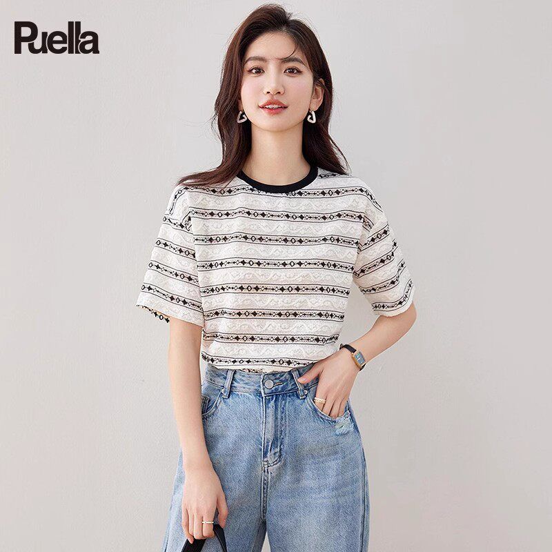 La Chapelle Puella 2026 Summer New Retro Gradient Color Striped Short-Sleeve T-Shirt Slim Fit Niche Top for Women Picture color L
La Chapelle Puella 2026 Summer New Retro Gradient Color Striped Short-Sleeve T-Shirt Slim Fit Niche Top for Women Picture color L