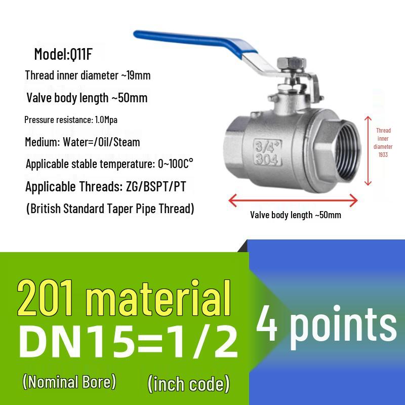 304 Stainless Steel 2-Piece Ball Valve Switch for Water Pipes - 1 Inch, 1/2 Inch, 3/4 Inch, 1/4 Inch DN15 25 50
304 Stainless Steel 2-Piece Ball Valve Switch for Water Pipes - 1 Inch, 1/2 Inch, 3/4 Inch, 1/4 Inch DN15 25 50