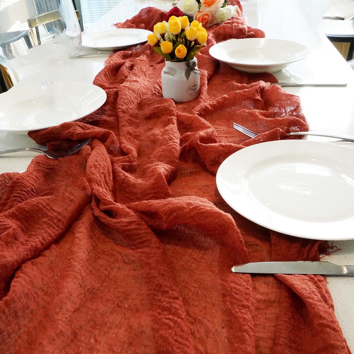 90*180cm Raw Edge Fringed Voile Table Runner Rustic Wedding Party Birthday Decoration for Boho Vintage Home Table Setting Decor 1.8m
90*180cm Raw Edge Fringed Voile Table Runner Rustic Wedding Party Birthday Decoration for Boho Vintage Home Table Setting Decor 1.8m