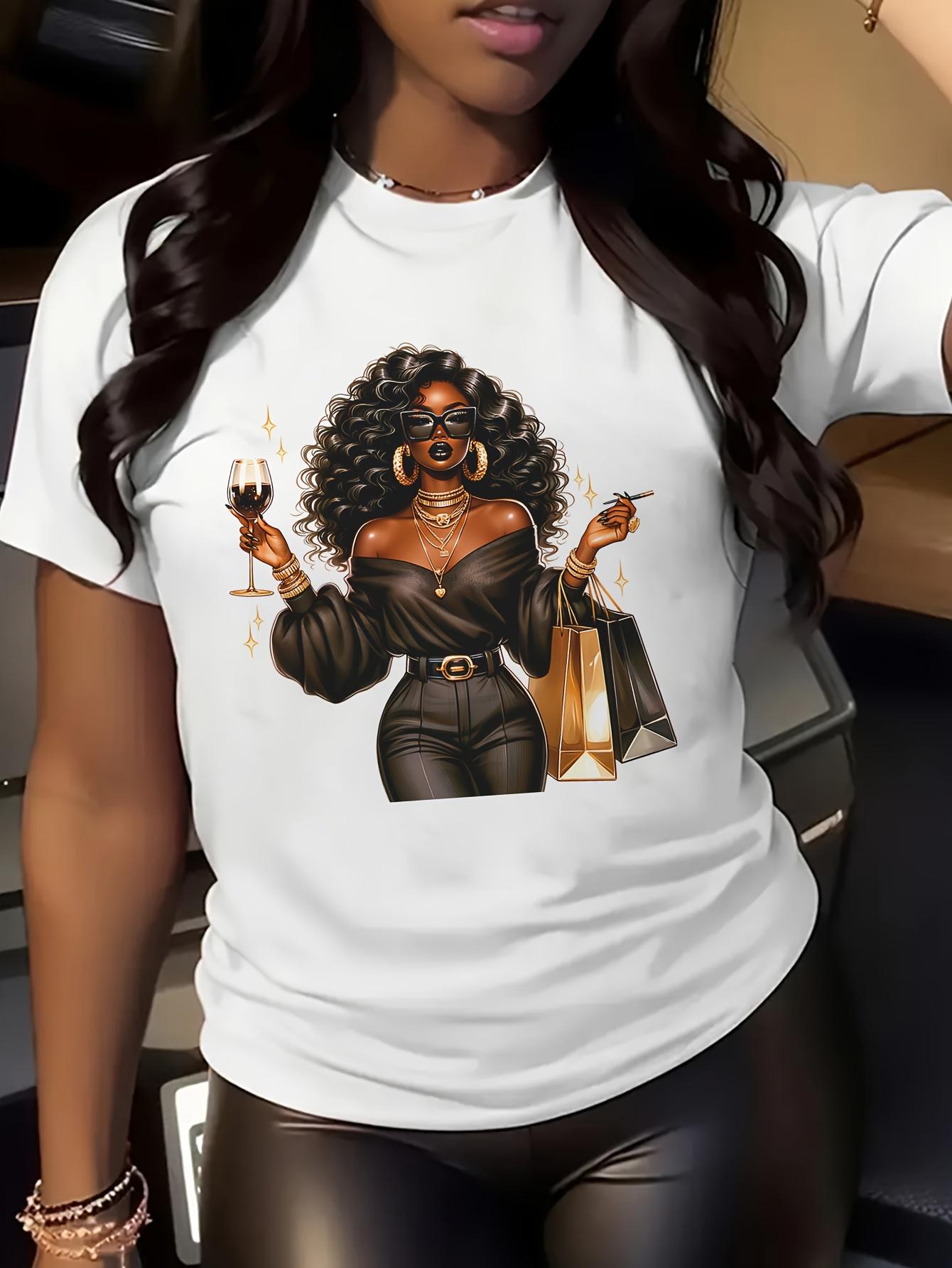 European size Women S African-Inspired Graphic T-Shirt - Vibrant African Woman & Cultural Motifs Print, Breathable Mid-Stretch Fabric,Machine Washable 4XL
European size Women S African-Inspired Graphic T-Shirt - Vibrant African Woman & Cultural Motifs Print, Breathable Mid-Stretch Fabric,Machine Washable 4XL