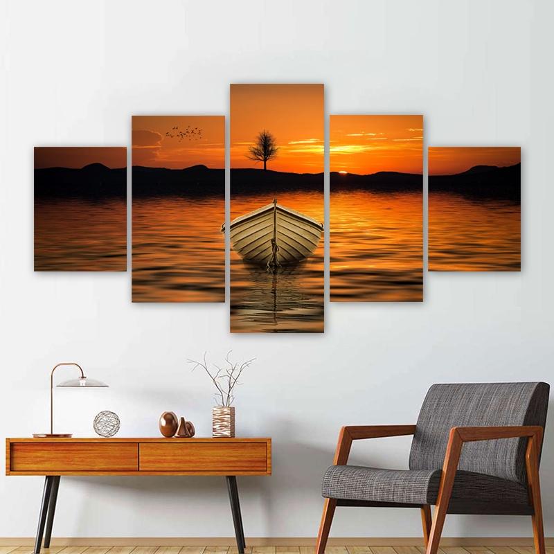 5 Panels Boat Sunset Posters Canvas Painting Landscape Pictures Lake Tree Wall Art For Living Room Modern Home Decor No Frame 20x35 20x45 20x55cm
5 Panels Boat Sunset Posters Canvas Painting Landscape Pictures Lake Tree Wall Art For Living Room Modern Home Decor No Frame 20x35 20x45 20x55cm