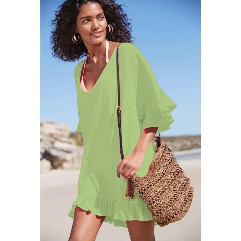 Летние женские пляжные купальники больших размеров с завязками и оборками, бикини, верхняя солнцезащитная одежда, платья One Size светло-зеленый
Летние женские пляжные купальники больших размеров с завязками и оборками, бикини, верхняя солнцезащитная одежда, платья One Size светло-зеленый